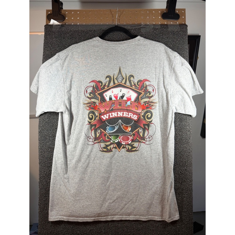 Delta Apparel Carnival Players Club Mens L Gray Wild Winners Casino Graphic Tee